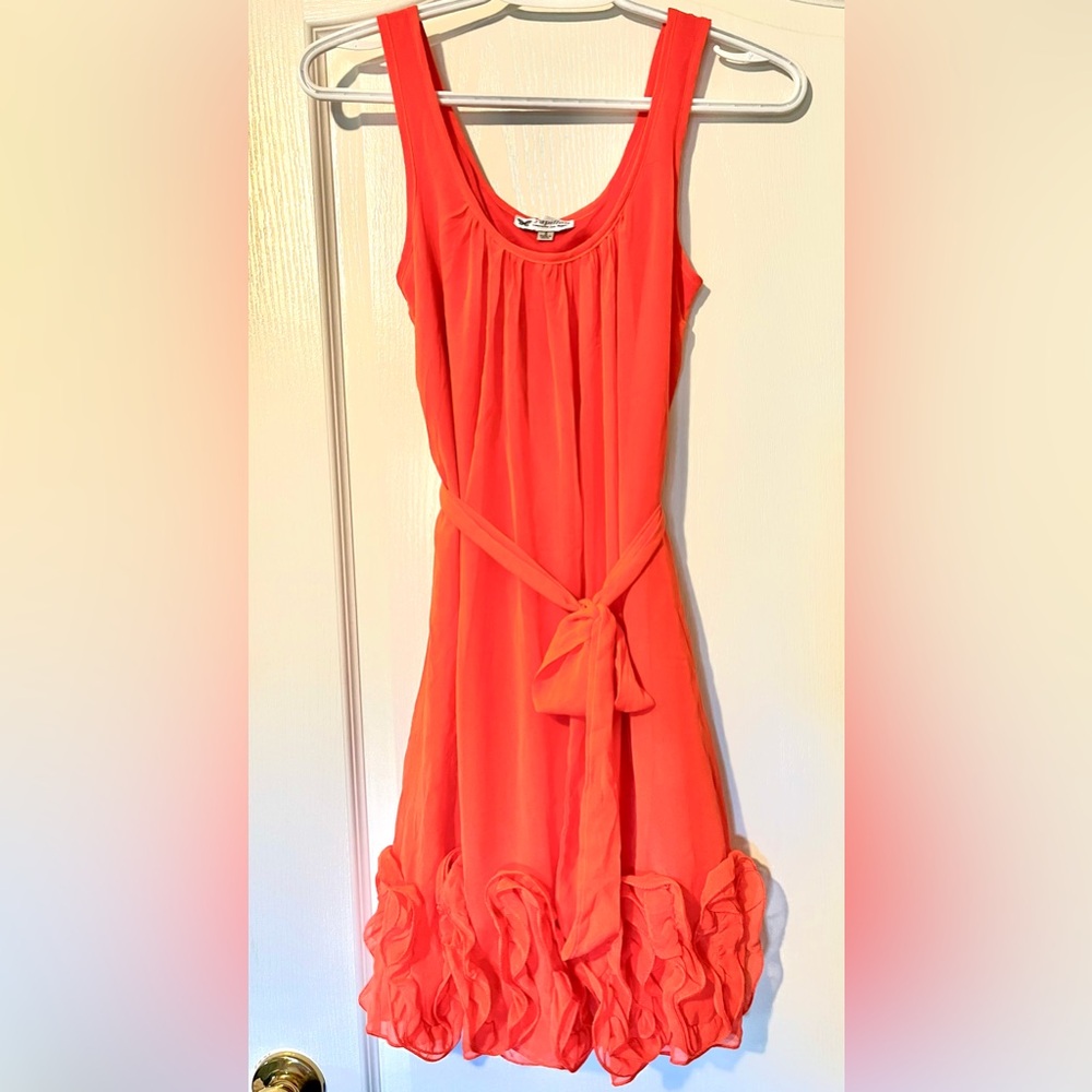 Papillon Blanc Vibrant Orange Midi Dress